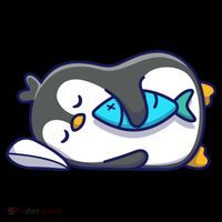 Cute Penguin Sleeping With Fish City Backpack