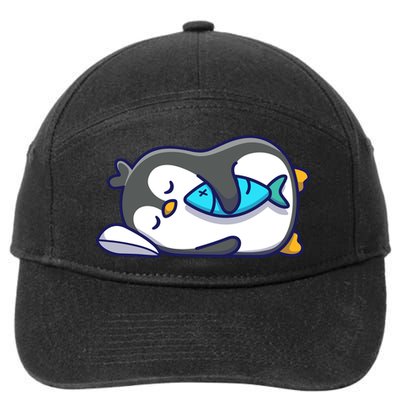 Cute Penguin Sleeping With Fish 7-Panel Snapback Hat