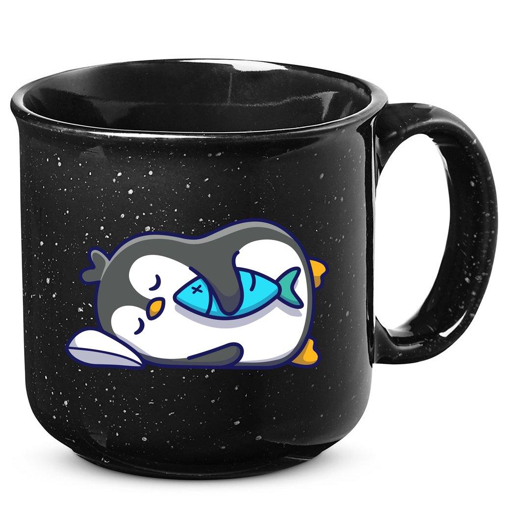 Cute Penguin Sleeping With Fish 15oz Campfire Ceramic Mug