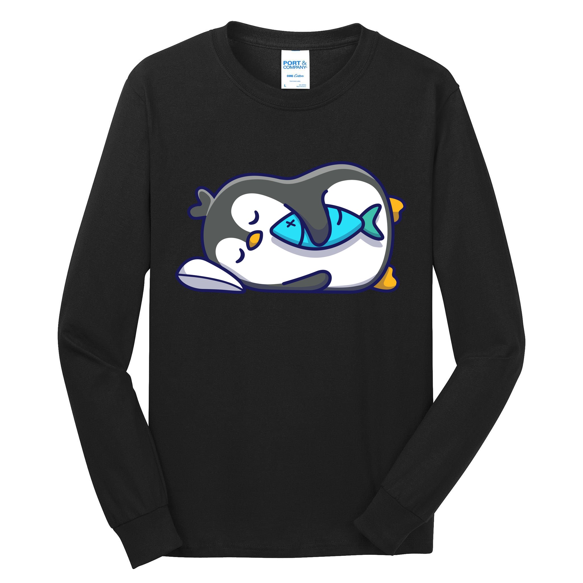 Cute Penguin Sleeping With Fish Tall Long Sleeve T-Shirt