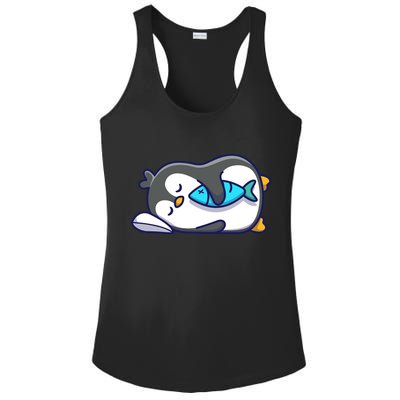 Cute Penguin Sleeping With Fish Ladies PosiCharge Competitor Racerback Tank