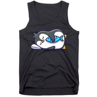 Cute Penguin Sleeping With Fish Tank Top