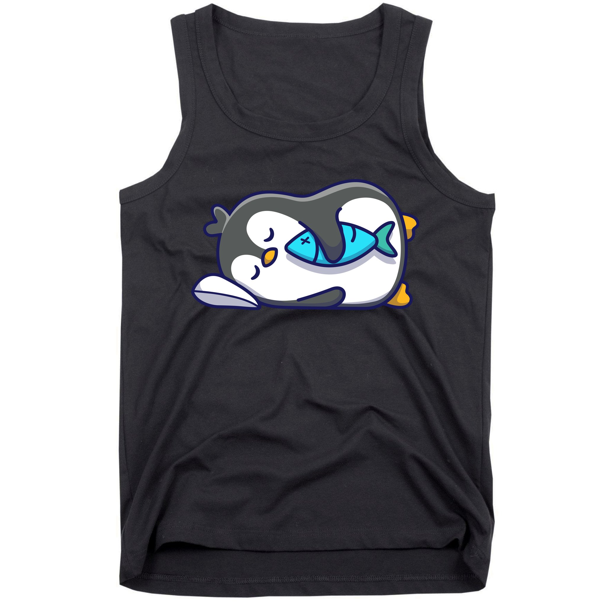 Cute Penguin Sleeping With Fish Tank Top