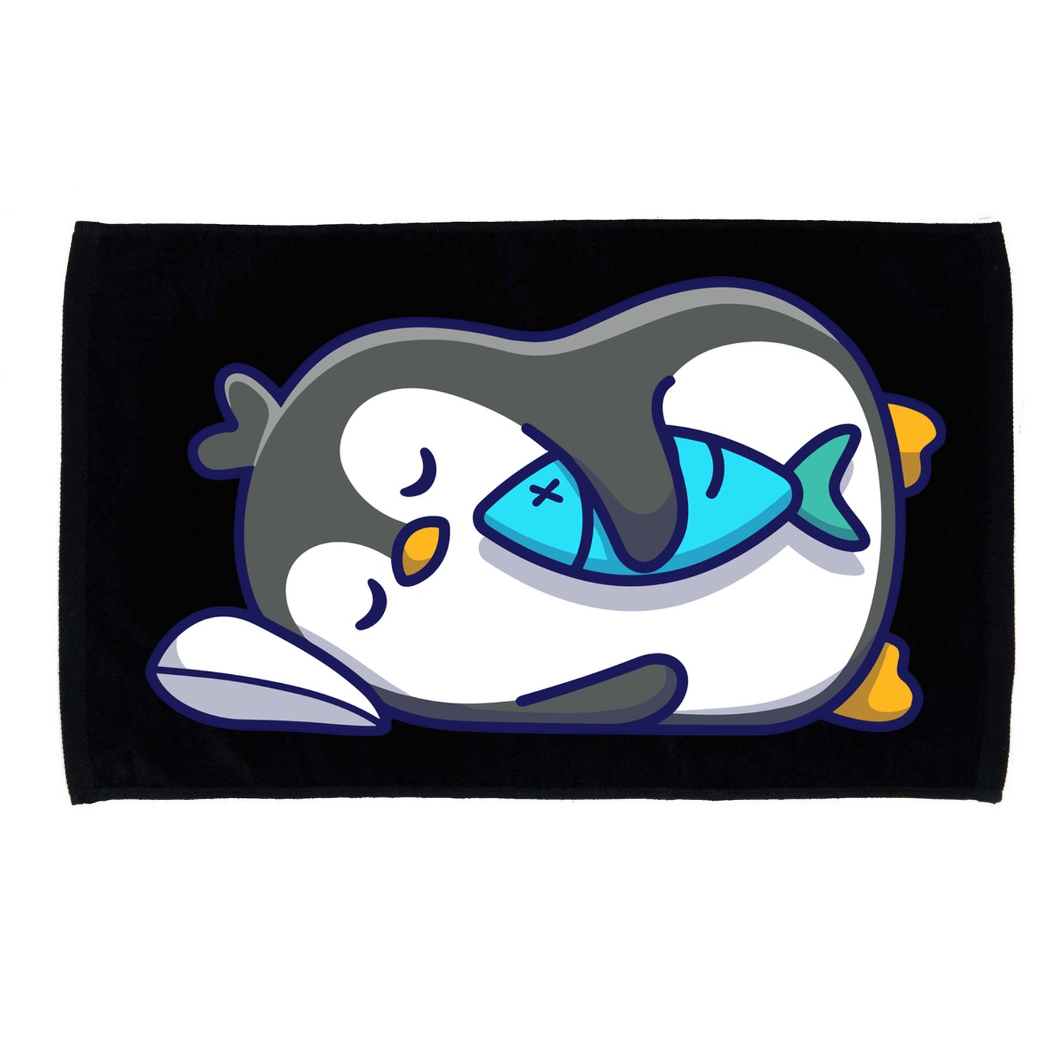 Cute Penguin Sleeping With Fish Microfiber Hand Towel