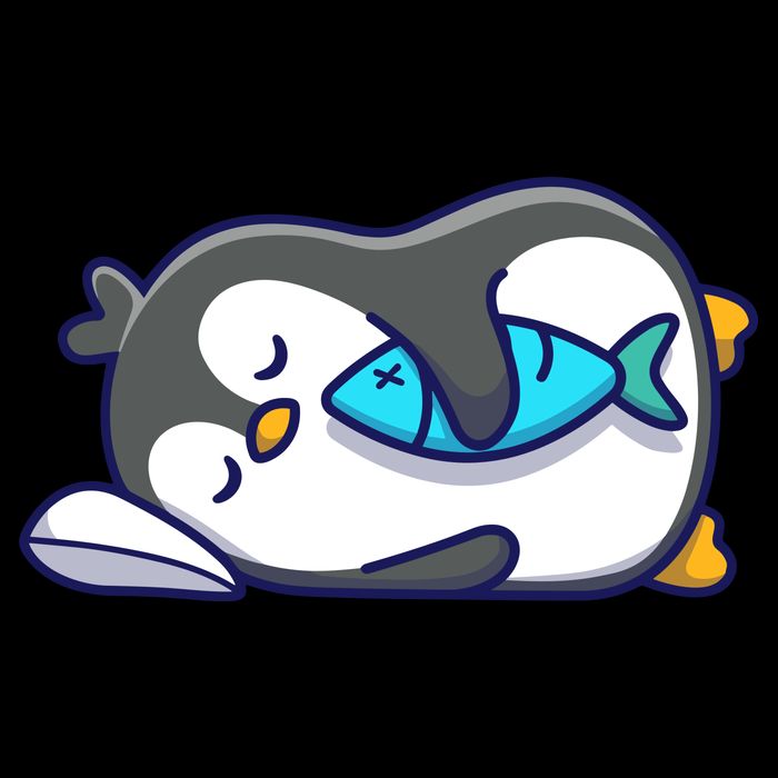 Cute Penguin Sleeping With Fish Cropped Pullover Crew
