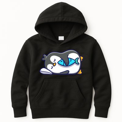 Cute Penguin Sleeping With Fish Kids Hoodie