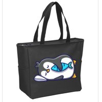 Cute Penguin Sleeping With Fish Zip Tote Bag