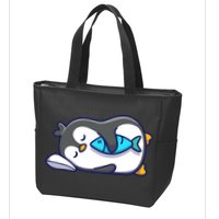 Cute Penguin Sleeping With Fish Zip Tote Bag