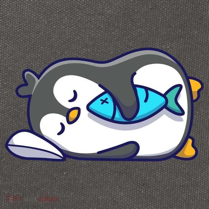 Cute Penguin Sleeping With Fish Cotton Canvas Backpack