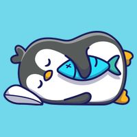Cute Penguin Sleeping With Fish Kids T-Shirt
