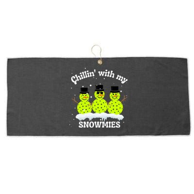 Christmas Pickleball Snow Chillin With My Snowmies Cool Gift Large Microfiber Waffle Golf Towel