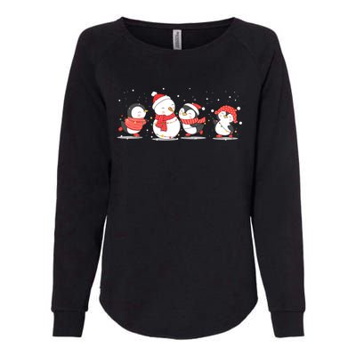 Christmas Penguins Santa Hat Lights Tree Xmas Penguin Gift Womens California Wash Sweatshirt