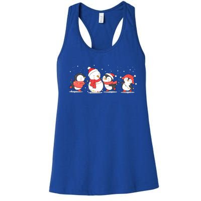 Christmas Penguins Santa Hat Lights Tree Xmas Penguin Gift Women's Racerback Tank