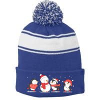 Christmas Penguins Santa Hat Lights Tree Xmas Penguin Gift Stripe Pom Pom Beanie