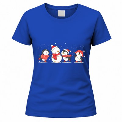 Christmas Penguins Santa Hat Lights Tree Xmas Penguin Gift Women's T-Shirt