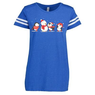 Christmas Penguins Santa Hat Lights Tree Xmas Penguin Gift Enza Ladies Jersey Football T-Shirt