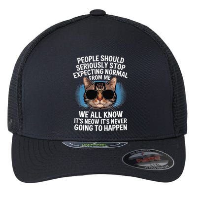 Cat People Should Seriously Graphic Design Idea Humor Novel Flexfit Unipanel Trucker Cap
