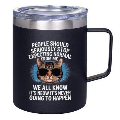 Cat People Should Seriously Graphic Design Idea Humor Novel 12oz Stainless Steel Coffee Mug