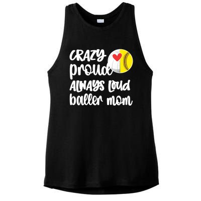 Crazy Proud Softball Volleyball Player Mom Ball Mother Gift Ladies PosiCharge Tri-Blend Wicking Tank