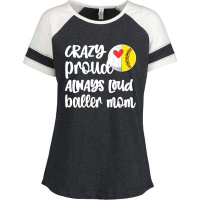 Crazy Proud Softball Volleyball Player Mom Ball Mother Gift Enza Ladies Jersey Colorblock Tee