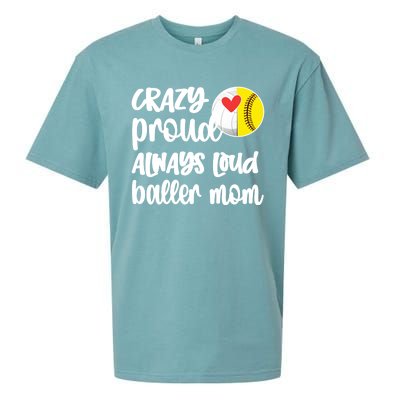 Crazy Proud Softball Volleyball Player Mom Ball Mother Gift Sueded Cloud Jersey T-Shirt