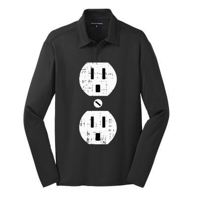 Couple Plug Socket Matching Costume Funny Halloween Gifts Silk Touch Performance Long Sleeve Polo