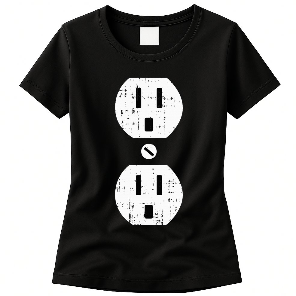 Couple Plug Socket Matching Costume Funny Halloween Gifts Womens T-Shirt