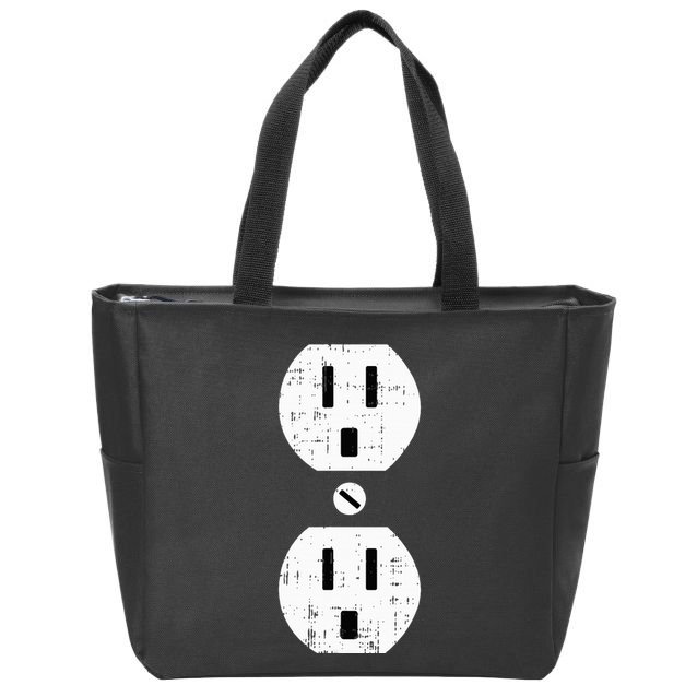 Couple Plug Socket Matching Costume Funny Halloween Gifts Zip Tote Bag