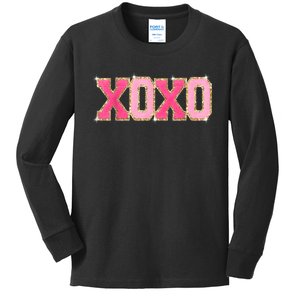 Chenille Patch Sparkling Xoxo Valentine Day Heart Love Gift Kids Long Sleeve Shirt