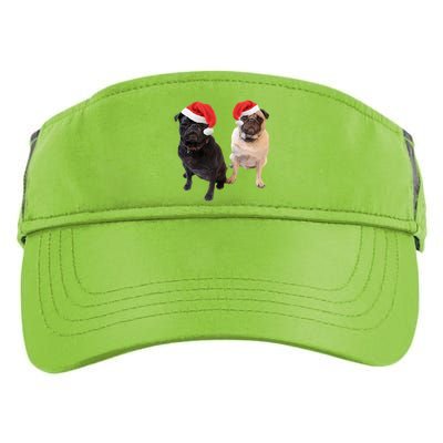 Cute Pugs Santa Hats Funny Dog Portrait Image Christmas Pug Gift Adult Drive Performance Visor