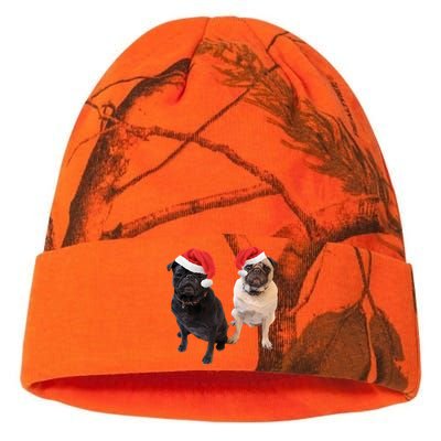 Cute Pugs Santa Hats Funny Dog Portrait Image Christmas Pug Gift Kati Licensed 12" Camo Beanie