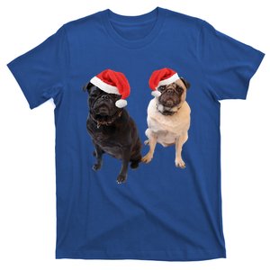 Cute Pugs Santa Hats Funny Dog Portrait Image Christmas Pug Gift T-Shirt