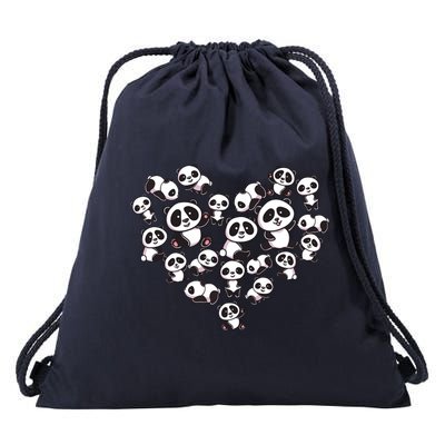 Cute Panda Shirts Panda Bear Lover Heart Gifts Drawstring Bag