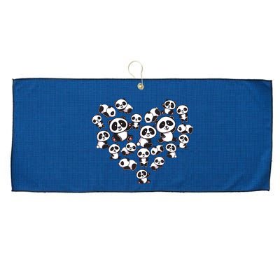 Cute Panda Shirts Panda Bear Lover Heart Gifts Large Microfiber Waffle Golf Towel