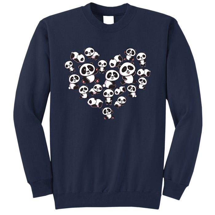 Cute Panda Shirts Panda Bear Lover Heart Gifts Tall Sweatshirt