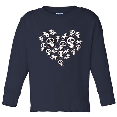 Cute Panda Shirts Panda Bear Lover Heart Gifts Toddler Long Sleeve Shirt