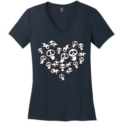 Cute Panda Shirts Panda Bear Lover Heart Gifts Women's V-Neck T-Shirt
