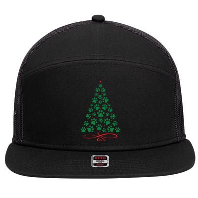 Christmas Paw Tree Christmas Dog Paw Christmas Tree 7 Panel Mesh Trucker Snapback Hat