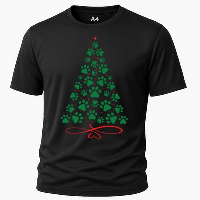 Christmas Paw Tree Christmas Dog Paw Christmas Tree Cooling Performance Crew T-Shirt