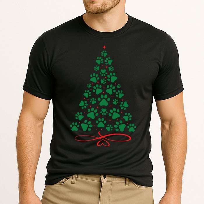 Christmas Paw Tree Christmas Dog Paw Christmas Tree Cooling Performance Crew T-Shirt