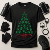 Christmas Paw Tree Christmas Dog Paw Christmas Tree Cooling Performance Crew T-Shirt