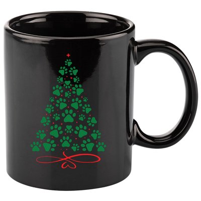 Christmas Paw Tree Christmas Dog Paw Christmas Tree 11oz C Handle Ceramic Mug