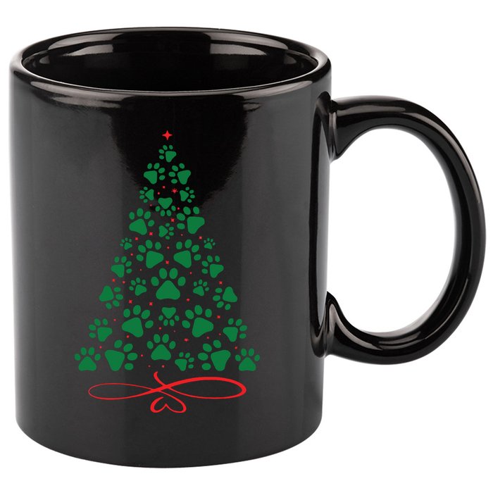 Christmas Paw Tree Christmas Dog Paw Christmas Tree 11oz C Handle Ceramic Mug