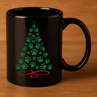 Christmas Paw Tree Christmas Dog Paw Christmas Tree 11oz C Handle Ceramic Mug