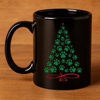 Christmas Paw Tree Christmas Dog Paw Christmas Tree 11oz C Handle Ceramic Mug