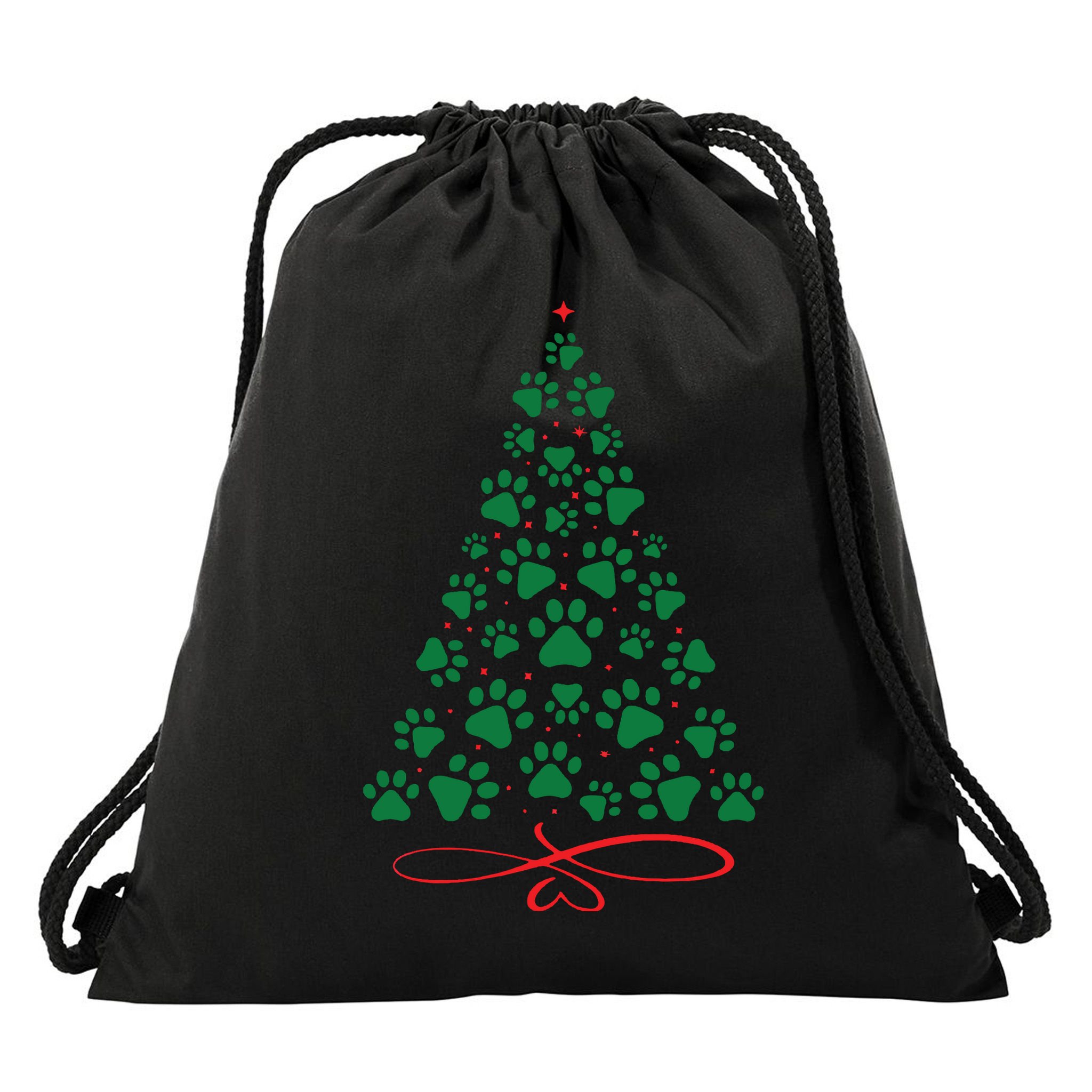 Christmas Paw Tree Christmas Dog Paw Christmas Tree Drawstring Bag
