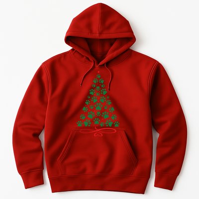 Christmas Paw Tree Christmas Dog Paw Christmas Tree Hoodie