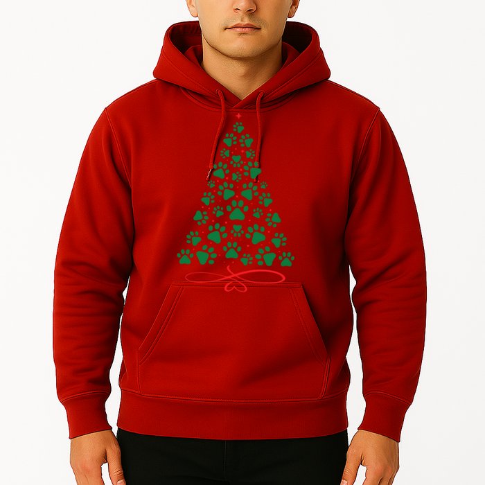 Christmas Paw Tree Christmas Dog Paw Christmas Tree Hoodie