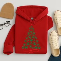 Christmas Paw Tree Christmas Dog Paw Christmas Tree Hoodie