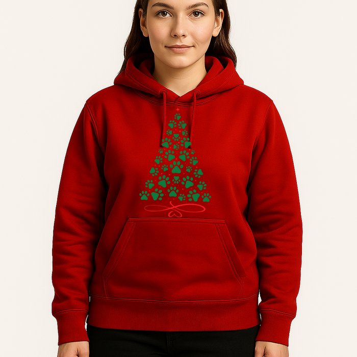 Christmas Paw Tree Christmas Dog Paw Christmas Tree Hoodie